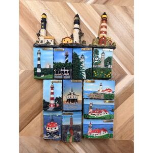 Lot of 14 Lighthouse Magnets Souvenir Collection Coastal Beach Nautical Maritime